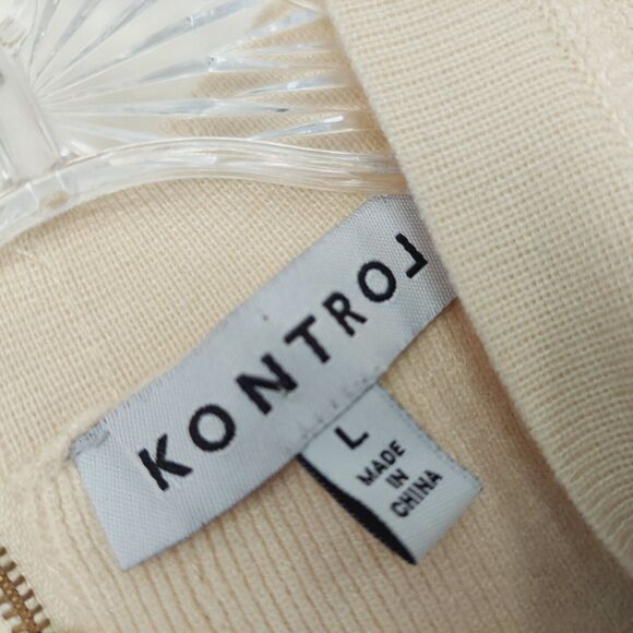 Kontrol Faux Fur Trim Crop Top M / L Beige Bodycon - Picture 2 of 13